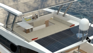 Solar Electric Yachts Sunpower Yachts 44 Aft PORT Top close up